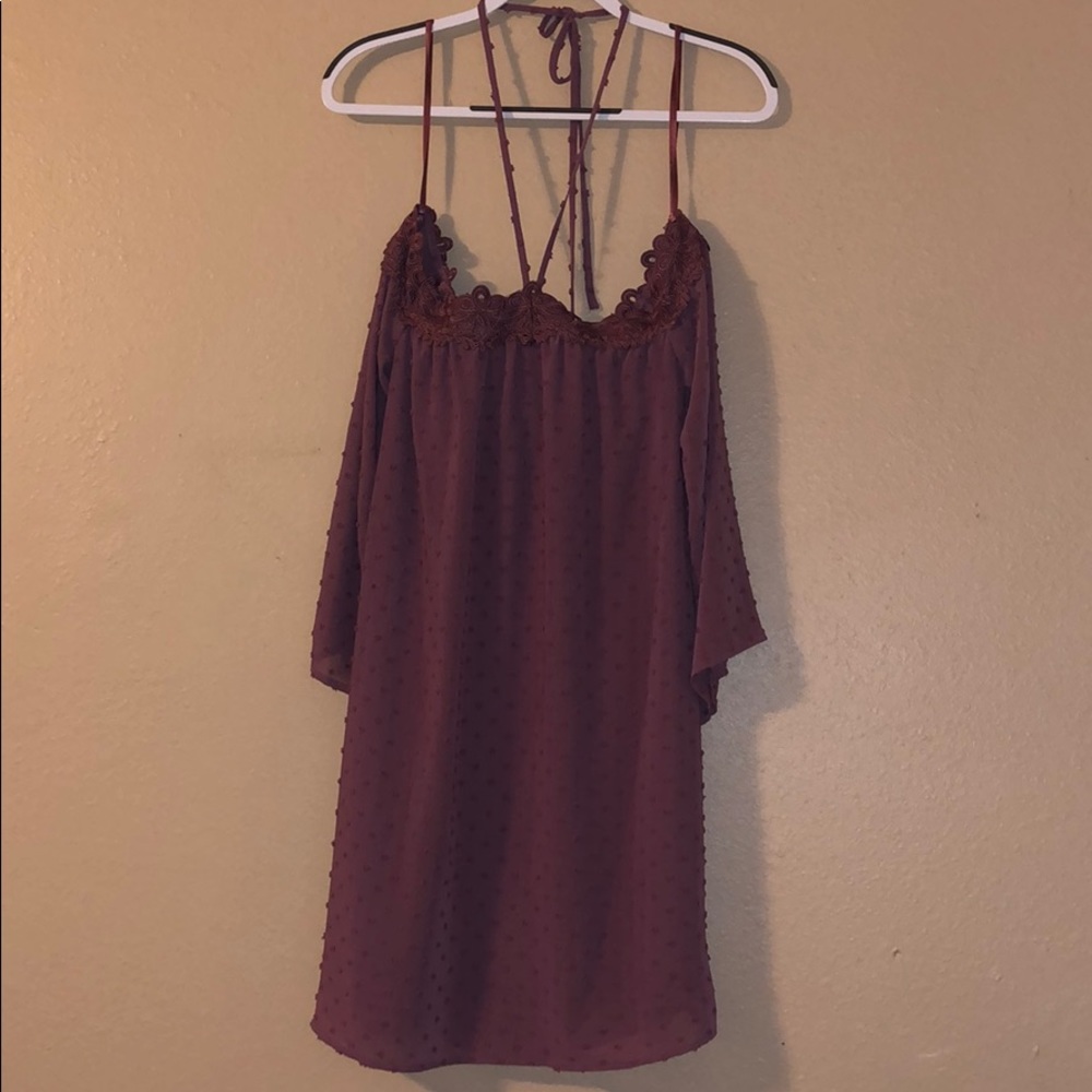 Off the shoulder long sleeve dress